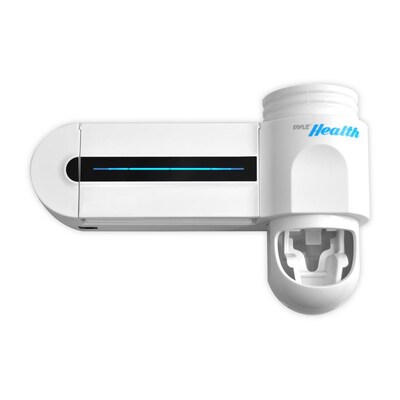 Pyle 93599401M Toothbrush UV Sanitizer / Sterilizer, Toothpaste Dispenser and Holder - White