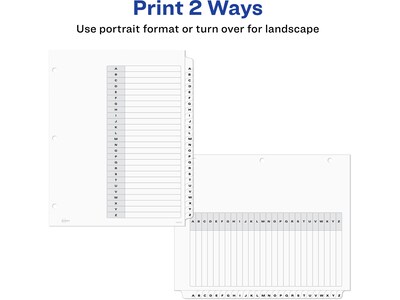 Avery Ready Index Customizable Table of Contents A-Z Tab Dividers, White Tabs, 6 Sets (11829)