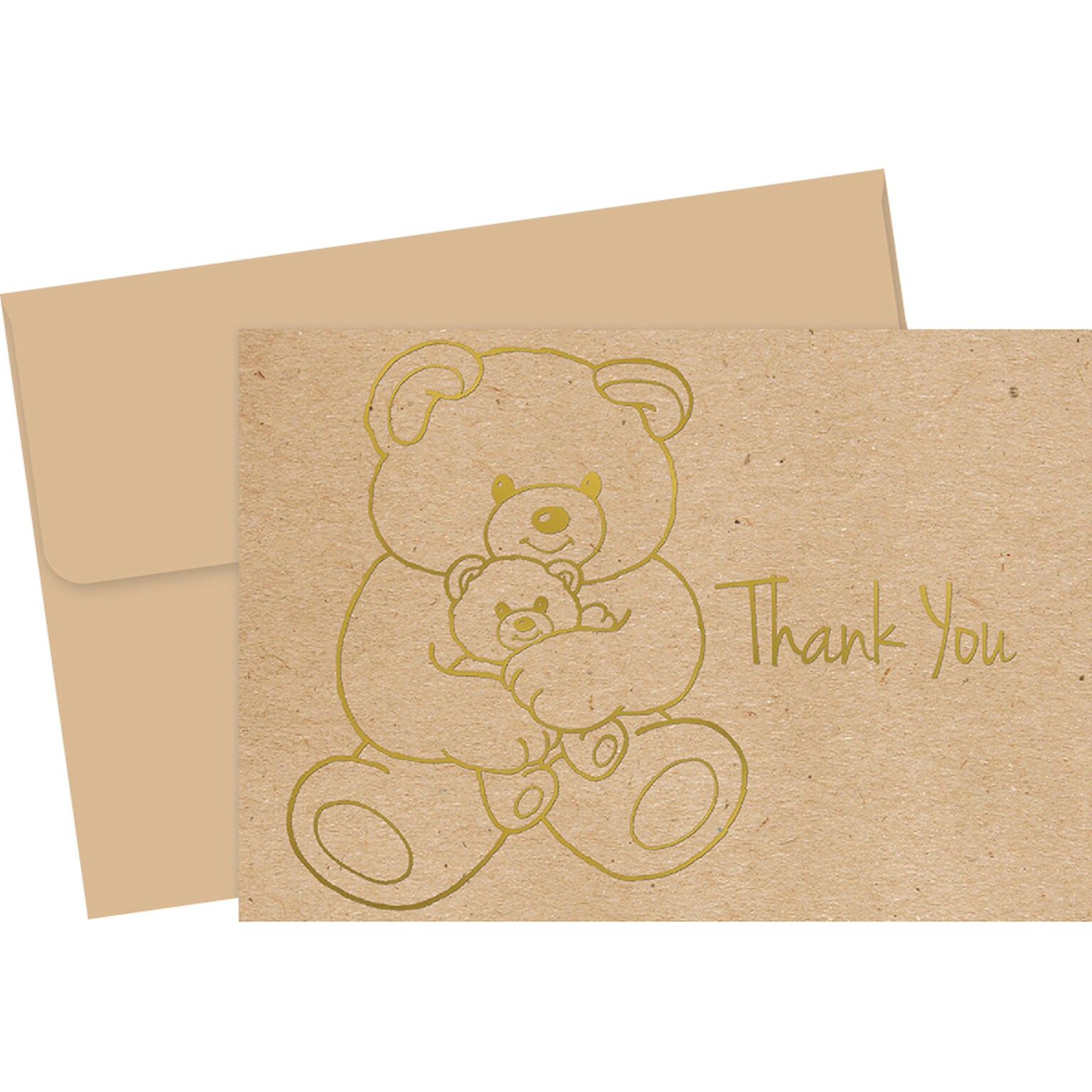 Great Papers! Teddy Bear Matte Personal Thank You Notecards, Kraft, 50/Pack (2019080)