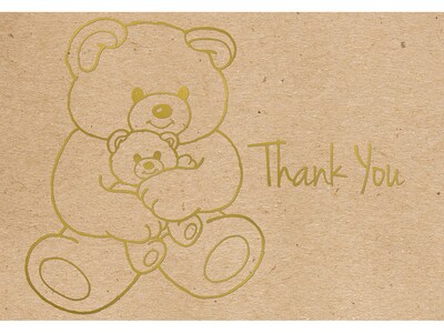 Great Papers! Teddy Bear Matte Personal Thank You Notecards, Kraft, 50/Pack (2019080)