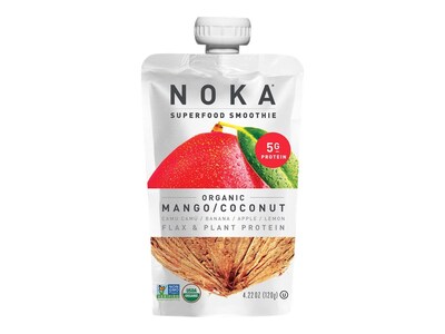 NOKA Organics Superfood Smoothies, Mango/Coconut, 4.22 Oz., 12/CT (00604)