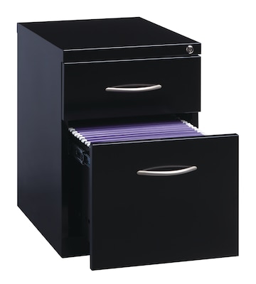 Hirsh 2-Drawers File Cabinet with Wheels, Arch Handle, Letter Size, Black, 20D (21119)