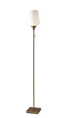 Adesso® Roxy 71H Antique Brass Floor Lamp with White Opal Glass Shade (4266-21)
