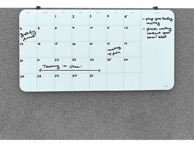 U Brands Cubicle/Wall Tempered Glass Dry-Erase Whiteboard, 2' x 1' (2341U00-01)