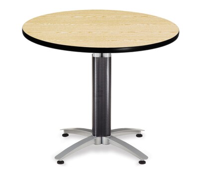OFM 29 1/2 x 36 x 36 Round Laminate Metal Mesh Base Multi-Purpose Table, Oak (KMT36RD-OAK)