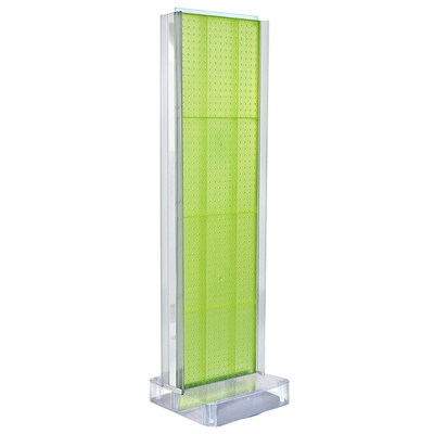Two-Sided Pegboard Floor Display w/ C-Channel Sides on Studio Base. Panel Size: 16W x 60H, Green (700778-GRE)
