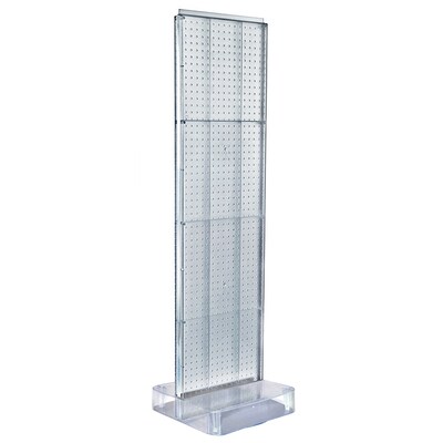 Two-Sided Pegboard Floor Display on Studio Base: Panel Size: 16W x 60H, Clear (700770-CLR)