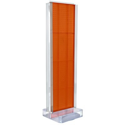Two-Sided Pegboard Floor Display w/ C-Channel Sides on Studio Base. Panel Size: 16W x 60H, Orange (700778-ORG)