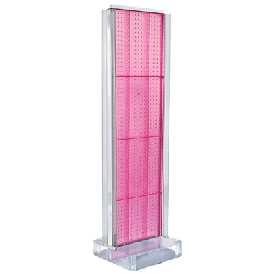 Two-Sided Pegboard Floor Display w/ C-Channel Sides on Studio Base. Panel Size: 16W x 60H, Pink (700778-PNK)