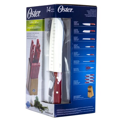 Oster 4 Piece Cutlery Knife Set with Cutting Board in Black