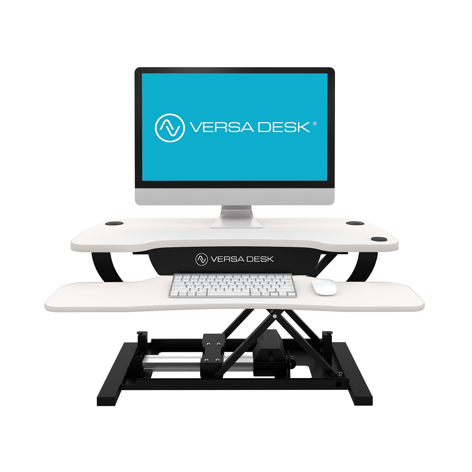 VersaDesk Power Pro Corner - 36 Electric Height Adjustable Standing Desk Riser, Black/White (SP7713633-03-05)