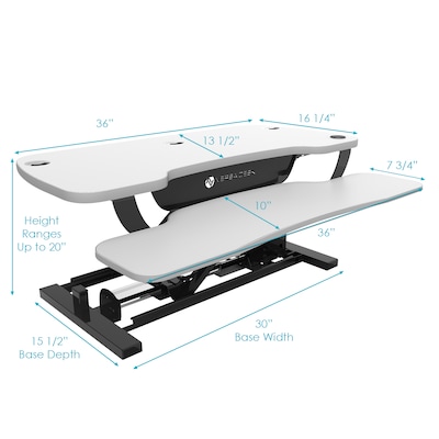 VersaDesk Power Pro Corner - 36" Electric Height Adjustable Standing Desk Riser, Black/White (SP7713633-03-05)