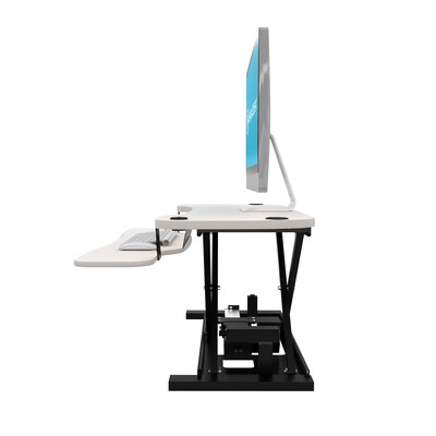 VersaDesk Power Pro Corner - 36" Electric Height Adjustable Standing Desk Riser, Black/White (SP7713633-03-05)