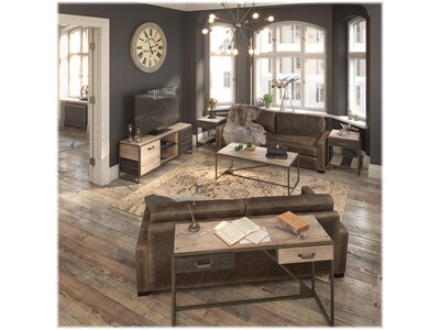Bush Furniture Refinery 47.99" x 24.02" Coffee Table, Rustic Gray/Charred Brown (RFT148RG-03)