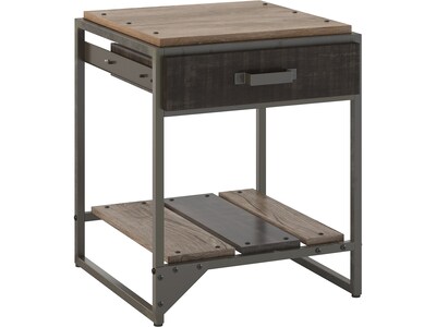 Bush Furniture Refinery 20 x 20.71 End Table, Rustic Gray/Charred Brown (RFT120RG-03)