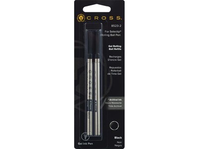 Cross Gel-Ink Pen Refill, Medium Tip, Black Ink, 2/Pack (8523-2)