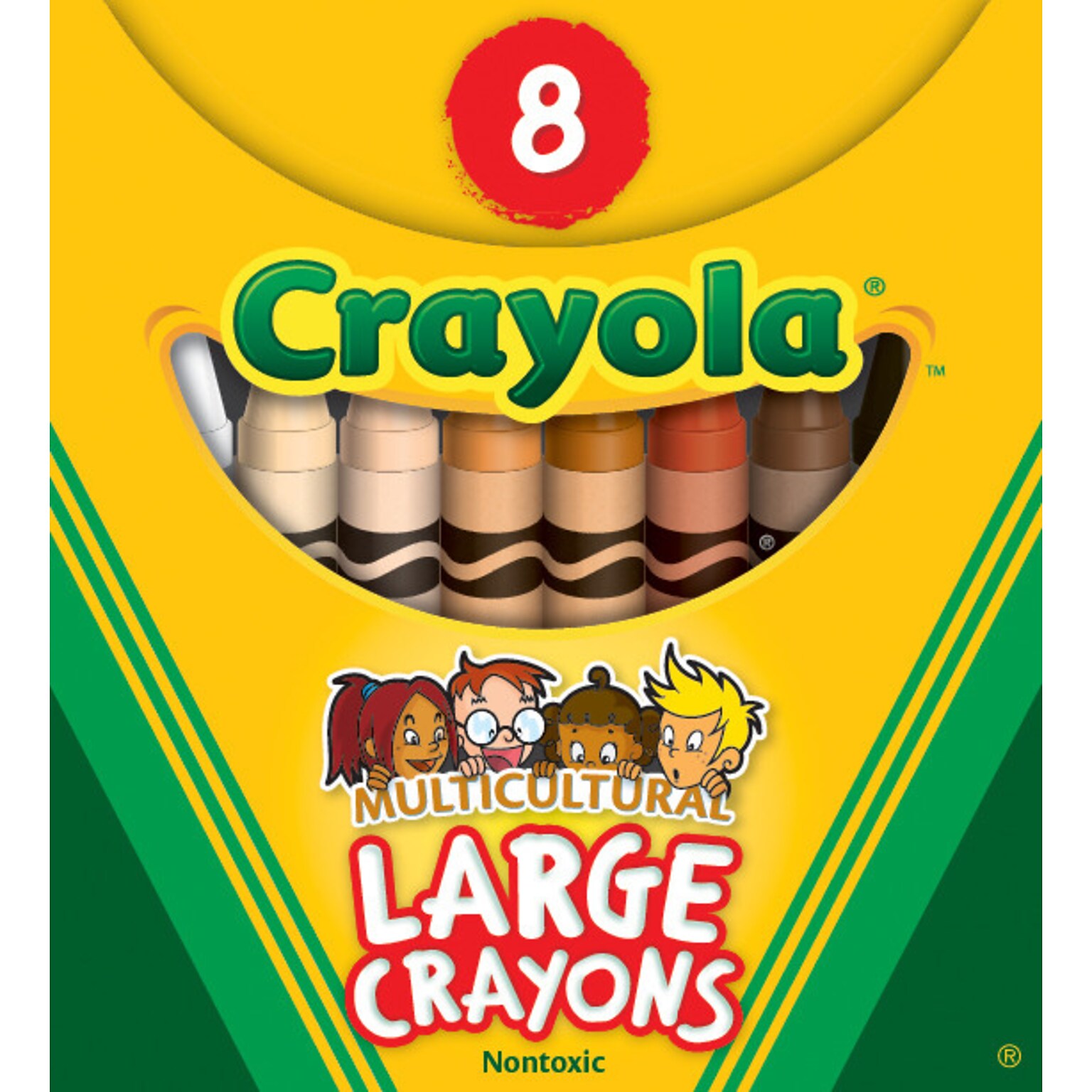 Crayola Large Multicultural Crayons, Assorted Colors, 8/Box (52-080W)