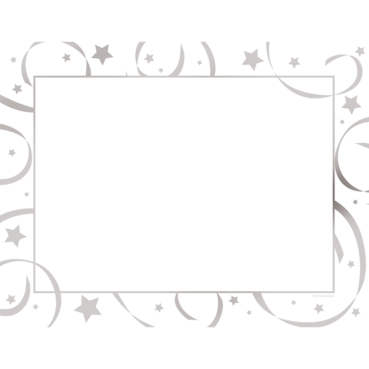 Great Papers Silver Star Certificates, 8.5 x 11, White/Silver, 15/Pack (2019012)