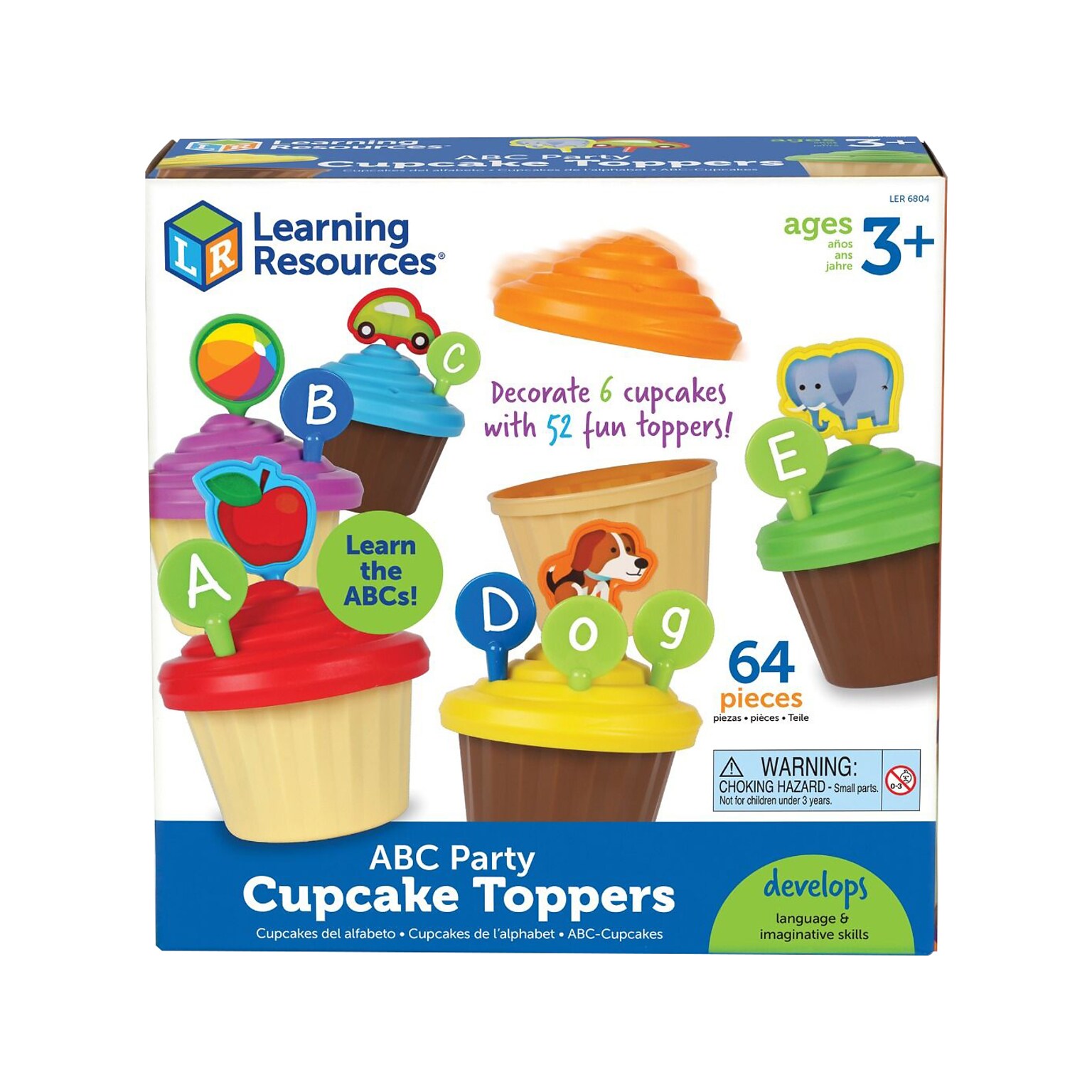 Learning Resources ABC Party Toppers, Assorted Colors, 64 Pieces/Set (LER6804)