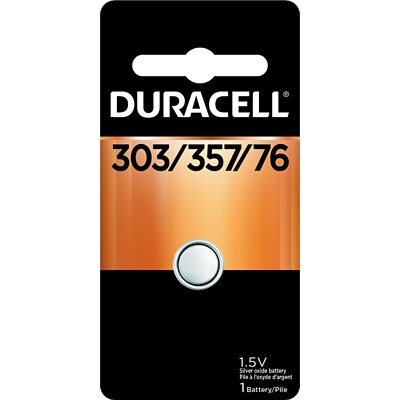 Duracell 303/357 1.5V Silver Oxide Battery, 1/Pack (D303/357PK)