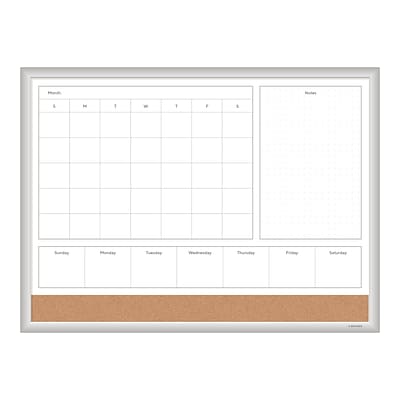 U Brands 4N1 Magnetic Cork & Dry-Erase Calendar Whiteboard, Aluminum Frame, 2 x 1.5 (3890U00-01)