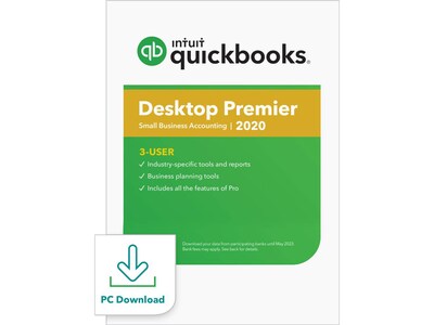 Intuit QuickBooks Desktop Premier 2020 for 3 Users, Windows, Download (0607069)