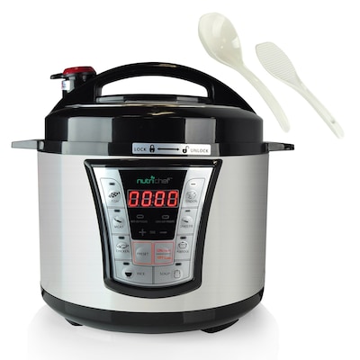 Nutrichef 5+ Qts. Multi-Function Pressure Cooker / Rice Cooker Silver & Black (PKPRC66)