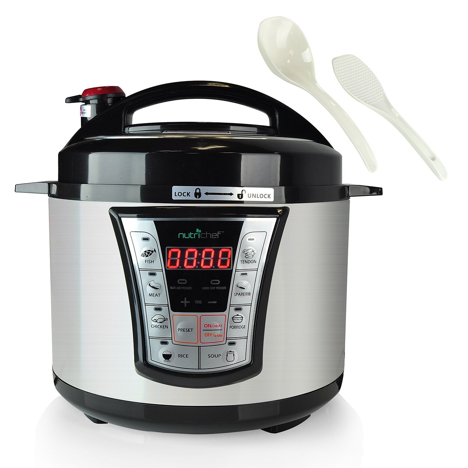 Nutrichef 5+ Qts. Multi-Function Pressure Cooker / Rice Cooker Silver & Black (PKPRC66)