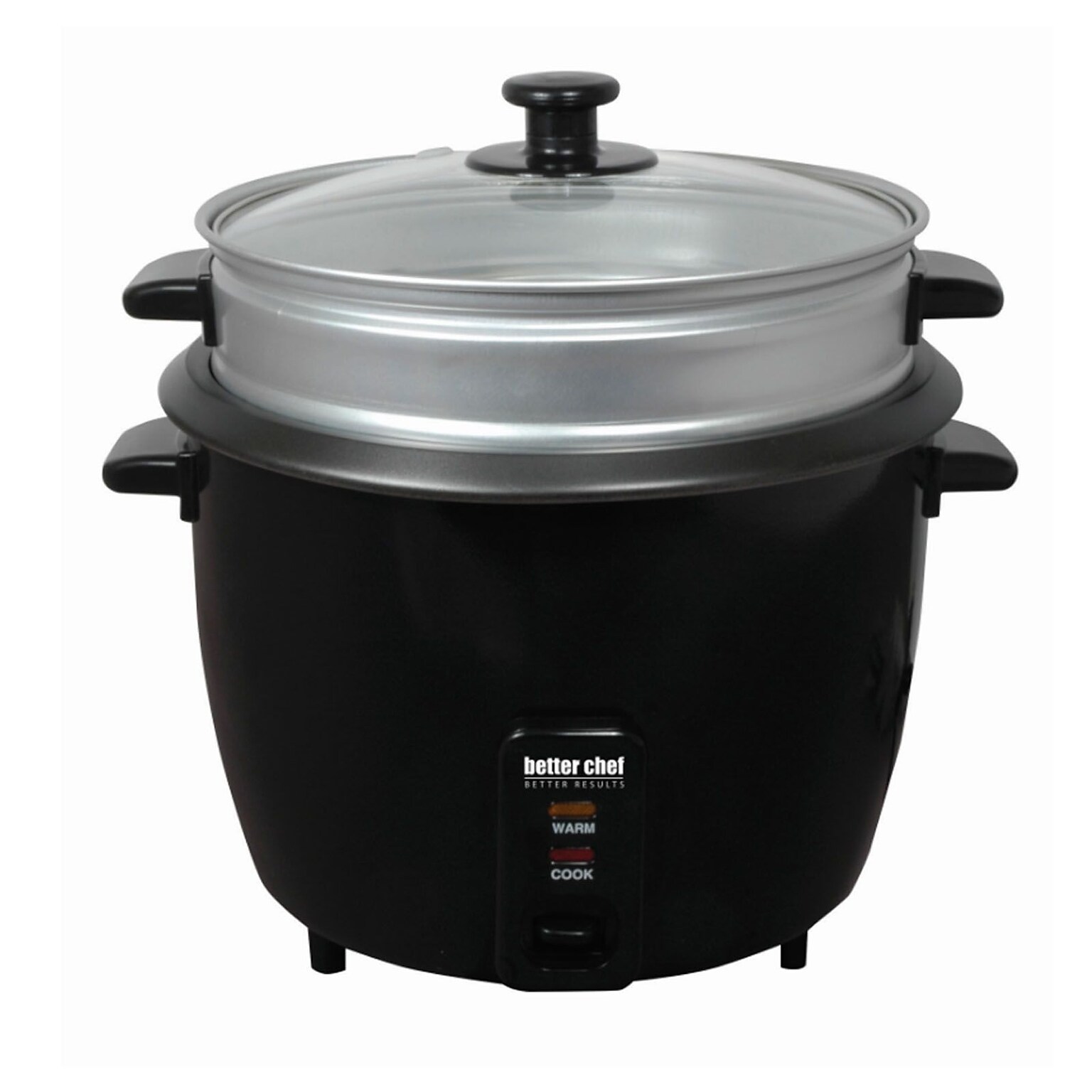 Better Chef 10 Cups Rice Cooker with Food Steamer Attachment, Black (IM-412ST)