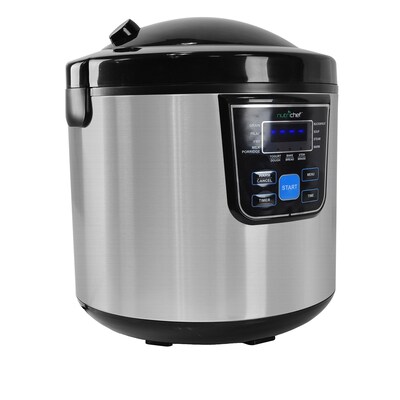 Nutrichef 6+ Qts. Multifunction Slow Cooker and Steamer, Silver (PKMRC46)