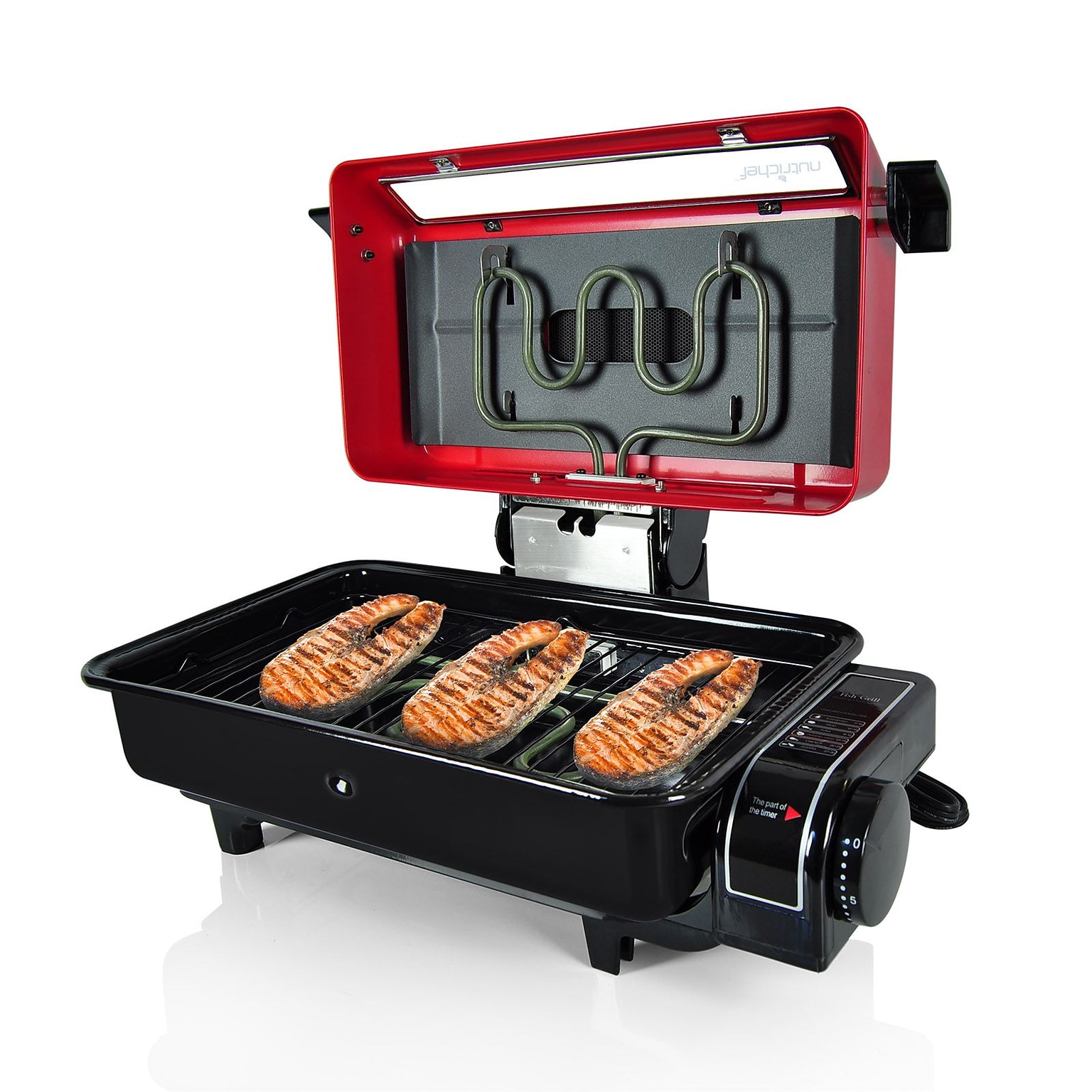 Nutrichef Fish Grill Roasting Oven Cooker, Red (PKFG14)