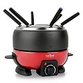 Nutrichef 2+ Qts. Fondue Maker Electric Melting Pot Cooker Black/Red (PKFNMK23)