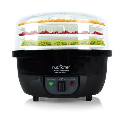 Nutrichef 3+ Qts. 3-in-1 Dehydrator & Steamer Food Cooker, Black (PKFDSRC11BK)
