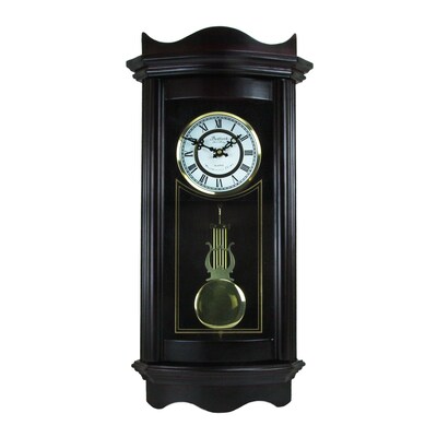 Bedford Clock Collection Weathered 25 Chocolate Cherry Wall Clock with Pendulum (BED1248CHK)