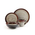 Gibson Couture Bands 16pc Dinnerware Set- Cream with Red Rim Natural 93586912M