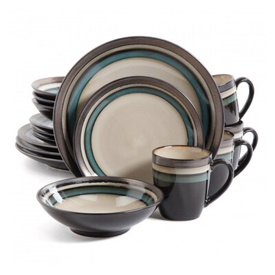 Gibson Elite Lewisville 16 Piece Dinnerware Set, Teal 93597350M