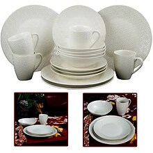 Elama Stoneware Dinner Plates, White, 16 Piece Set (93597266M)