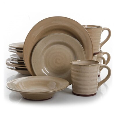 Gibson Elite Mariani 16 Piece Stoneware Dinnerware Set in Brown 93597569M