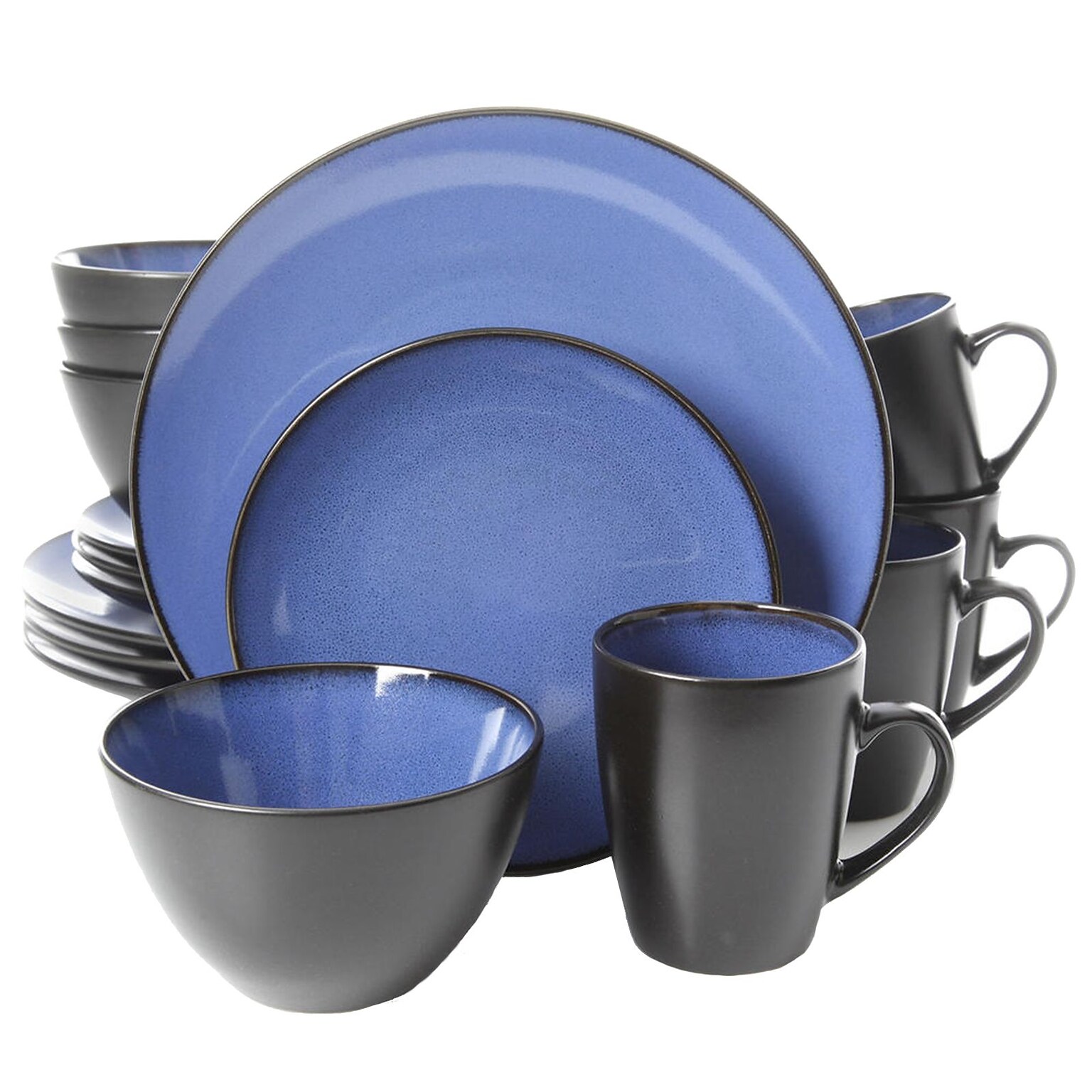 Gibson Soho Lounge Round 16 Piece Dinnerware Set, Blue 93598620M