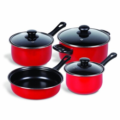 Gibson Home Chef Du Jour 7-Piece Cookware Set, True Red (93586673M)