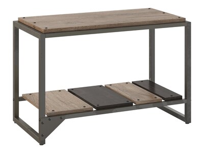 Bush Furniture Refinery 20.71 Shoe Storage Bench, Rustic Gray/Charred Brown (RFS232RG-03)