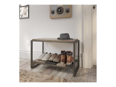 Bush Furniture Refinery 20.71 Shoe Storage Bench, Rustic Gray/Charred Brown (RFS232RG-03)