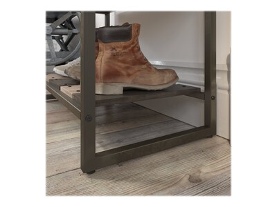 Bush Furniture Refinery 20.71" Shoe Storage Bench, Rustic Gray/Charred Brown (RFS232RG-03)
