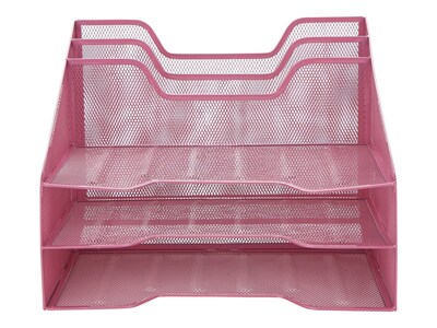 Mind Reader 5-Compartment Wire Mesh File Organizer, Pink (MESHBOX5-PNK)