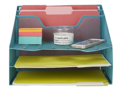 Mind Reader 5-Compartment Wire Mesh File Organizer, Turquoise (MESHBOX5-TUR)