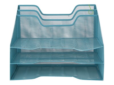 Mind Reader 5-Compartment Wire Mesh File Organizer, Turquoise (MESHBOX5-TUR)