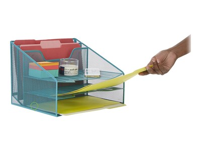 Mind Reader 5-Compartment Wire Mesh File Organizer, Turquoise (MESHBOX5-TUR)