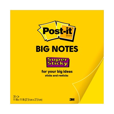 Post-it Super Sticky Notes, Big Note, Bright Yellow, 30 Sheet/Pad (MMMBN11)