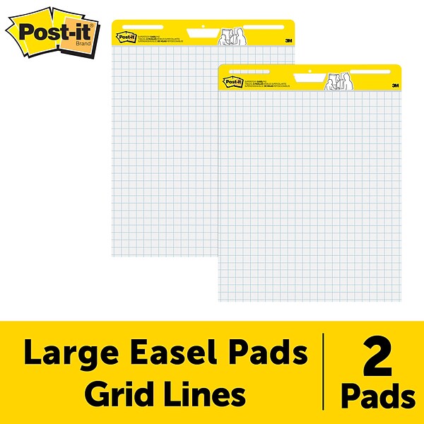 Post-it® Super Sticky Easel Pad, 25 x 30, White with Grid, 30 Sheets/Pad, 2 Pads/Pack (560)
