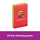 Post-it® Super Sticky Notes, 4 x 6, Marrakesh Collection, Lined, 3 Pads (660-3SSAN)